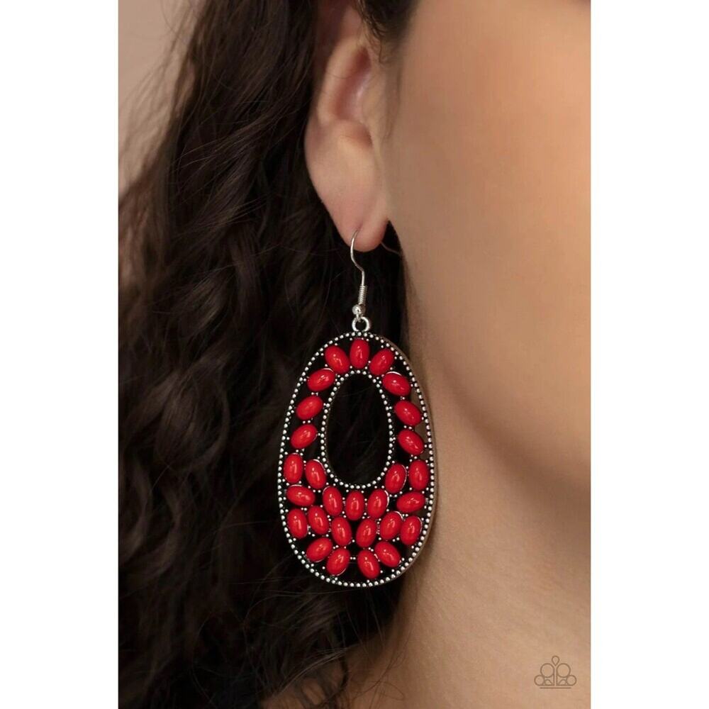 Beaded Shores Red Earrings (78)